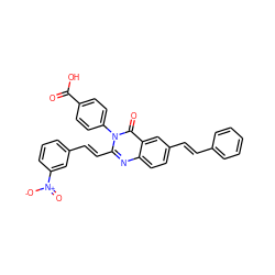 O=C(O)c1ccc(-n2c(/C=C/c3cccc([N+](=O)[O-])c3)nc3ccc(/C=C/c4ccccc4)cc3c2=O)cc1 ZINC000058574896