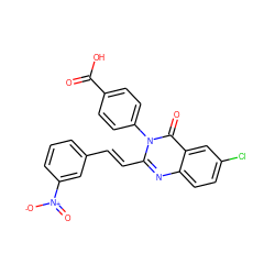 O=C(O)c1ccc(-n2c(/C=C/c3cccc([N+](=O)[O-])c3)nc3ccc(Cl)cc3c2=O)cc1 ZINC000058583751