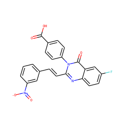 O=C(O)c1ccc(-n2c(/C=C/c3cccc([N+](=O)[O-])c3)nc3ccc(F)cc3c2=O)cc1 ZINC000058575396