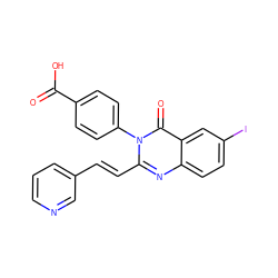 O=C(O)c1ccc(-n2c(/C=C/c3cccnc3)nc3ccc(I)cc3c2=O)cc1 ZINC000058582456