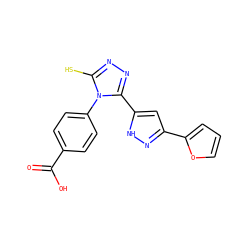 O=C(O)c1ccc(-n2c(S)nnc2-c2cc(-c3ccco3)n[nH]2)cc1 ZINC000020170800