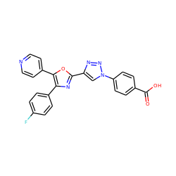 O=C(O)c1ccc(-n2cc(-c3nc(-c4ccc(F)cc4)c(-c4ccncc4)o3)nn2)cc1 ZINC000103258531