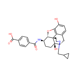 O=C(O)c1ccc(C(=O)N[C@@H]2CC[C@@]3(O)[C@H]4Cc5ccc(O)c6c5[C@@]3(CCN4CC3CC3)[C@H]2O6)cc1 ZINC000029132648