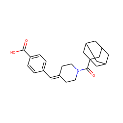 O=C(O)c1ccc(C=C2CCN(C(=O)C34CC5CC(CC(C5)C3)C4)CC2)cc1 ZINC000013475208