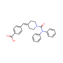 O=C(O)c1ccc(C=C2CCN(C(=O)N(c3ccccc3)c3ccccc3)CC2)cc1 ZINC000013475217