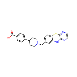 O=C(O)c1ccc(C2CCN(Cc3ccc4c(c3)Nc3nccnc3S4)CC2)cc1 ZINC000038359498