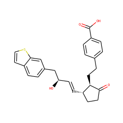 O=C(O)c1ccc(CC[C@H]2C(=O)CC[C@@H]2/C=C/[C@@H](O)Cc2ccc3ccsc3c2)cc1 ZINC001772653531