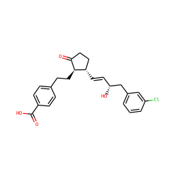 O=C(O)c1ccc(CC[C@H]2C(=O)CC[C@@H]2/C=C/[C@@H](O)Cc2cccc(Cl)c2)cc1 ZINC001772574571