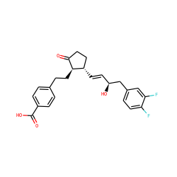 O=C(O)c1ccc(CC[C@H]2C(=O)CC[C@@H]2/C=C/[C@H](O)Cc2ccc(F)c(F)c2)cc1 ZINC001772600883