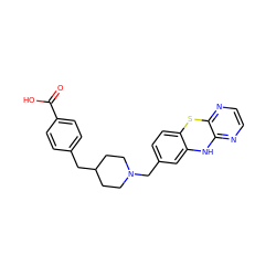 O=C(O)c1ccc(CC2CCN(Cc3ccc4c(c3)Nc3nccnc3S4)CC2)cc1 ZINC000197786505