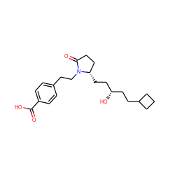 O=C(O)c1ccc(CCN2C(=O)CC[C@@H]2CC[C@@H](O)CCC2CCC2)cc1 ZINC000013585535