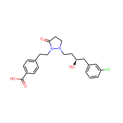 O=C(O)c1ccc(CCN2C(=O)CCN2CC[C@H](O)Cc2cccc(Cl)c2)cc1 ZINC000028962101