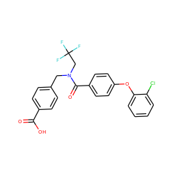 O=C(O)c1ccc(CN(CC(F)(F)F)C(=O)c2ccc(Oc3ccccc3Cl)cc2)cc1 ZINC001772637614