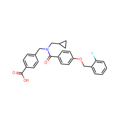 O=C(O)c1ccc(CN(CC2CC2)C(=O)c2ccc(OCc3ccccc3F)cc2)cc1 ZINC001772618836