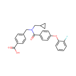 O=C(O)c1ccc(CN(CC2CC2)C(=O)c2ccc(Oc3ccccc3F)cc2)cc1 ZINC000221552621