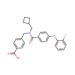 O=C(O)c1ccc(CN(CC2CCC2)C(=O)c2ccc(Oc3ccccc3F)cc2)cc1 ZINC000584598253