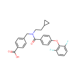 O=C(O)c1ccc(CN(CCC2CC2)C(=O)c2ccc(Oc3c(F)cccc3F)cc2)cc1 ZINC001772608317