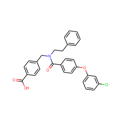 O=C(O)c1ccc(CN(CCc2ccccc2)C(=O)c2ccc(Oc3cccc(Cl)c3)cc2)cc1 ZINC000584598208