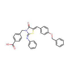 O=C(O)c1ccc(CN2C(=O)/C(=C/c3ccc(OCc4ccccc4)cc3)S/C2=N\c2ccccc2)cc1 ZINC000040404037