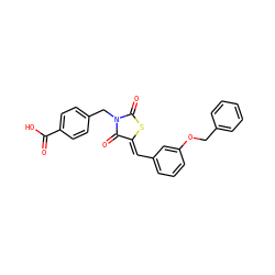 O=C(O)c1ccc(CN2C(=O)S/C(=C\c3cccc(OCc4ccccc4)c3)C2=O)cc1 ZINC000028825576