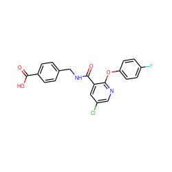 O=C(O)c1ccc(CNC(=O)c2cc(Cl)cnc2Oc2ccc(F)cc2)cc1 ZINC000168642284