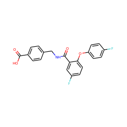 O=C(O)c1ccc(CNC(=O)c2cc(F)ccc2Oc2ccc(F)cc2)cc1 ZINC000168904523