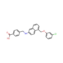 O=C(O)c1ccc(CNc2ccc3c(COc4cccc(Cl)c4)cccc3c2)cc1 ZINC000013560102