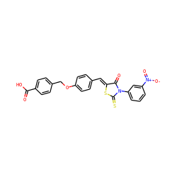 O=C(O)c1ccc(COc2ccc(/C=C3\SC(=S)N(c4cccc([N+](=O)[O-])c4)C3=O)cc2)cc1 ZINC000473154216