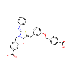 O=C(O)c1ccc(COc2cccc(/C=C3\S/C(=N\c4ccccc4)N(Cc4ccc(C(=O)O)cc4)C3=O)c2)cc1 ZINC000071318066