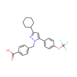 O=C(O)c1ccc(Cn2nc(C3CCCCC3)cc2-c2ccc(OC(F)(F)F)cc2)cc1 ZINC000066105162