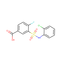 O=C(O)c1ccc(F)c(S(=O)(=O)Nc2ccccc2Cl)c1 ZINC000003855808