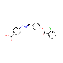 O=C(O)c1ccc(N/N=C/c2ccc(OC(=O)c3ccccc3Cl)cc2)cc1 ZINC000005163700