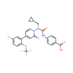 O=C(O)c1ccc(NC(=O)[C@@H](CC2CC2)n2ccc(-c3cc(Cl)ccc3OC(F)(F)F)cc2=O)cc1 ZINC000220687202