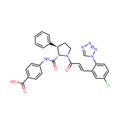 O=C(O)c1ccc(NC(=O)[C@@H]2[C@@H](c3ccccc3)CCN2C(=O)/C=C/c2cc(Cl)ccc2-n2cnnn2)cc1 ZINC001772655954