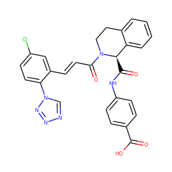 O=C(O)c1ccc(NC(=O)[C@@H]2c3ccccc3CCN2C(=O)/C=C/c2cc(Cl)ccc2-n2cnnn2)cc1 ZINC000145838610