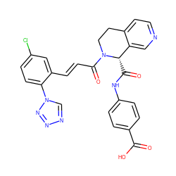 O=C(O)c1ccc(NC(=O)[C@H]2c3cnccc3CCN2C(=O)/C=C/c2cc(Cl)ccc2-n2cnnn2)cc1 ZINC000145834220