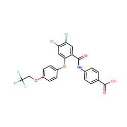 O=C(O)c1ccc(NC(=O)c2cc(Cl)c(Cl)cc2Oc2ccc(OCC(F)(F)F)cc2)cc1 ZINC000143184778