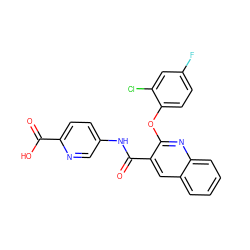 O=C(O)c1ccc(NC(=O)c2cc3ccccc3nc2Oc2ccc(F)cc2Cl)cn1 ZINC000217665017