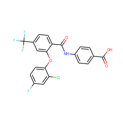 O=C(O)c1ccc(NC(=O)c2ccc(C(F)(F)F)cc2Oc2ccc(F)cc2Cl)cc1 ZINC000143158458