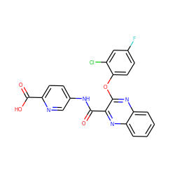 O=C(O)c1ccc(NC(=O)c2nc3ccccc3nc2Oc2ccc(F)cc2Cl)cn1 ZINC000143190884