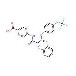 O=C(O)c1ccc(NC(=O)c2nc3ccccc3nc2Oc2ccc(OC(F)(F)F)cc2)cn1 ZINC000143161475