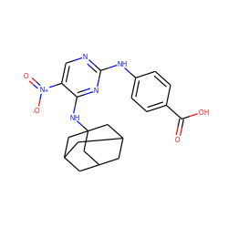 O=C(O)c1ccc(Nc2ncc([N+](=O)[O-])c(NC34CC5CC(CC(C5)C3)C4)n2)cc1 ZINC000029043666