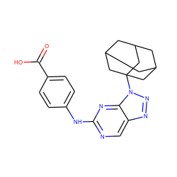 O=C(O)c1ccc(Nc2ncc3nnn(C45CC6CC(CC(C6)C4)C5)c3n2)cc1 ZINC000029043602