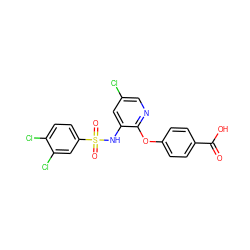 O=C(O)c1ccc(Oc2ncc(Cl)cc2NS(=O)(=O)c2ccc(Cl)c(Cl)c2)cc1 ZINC000053230552