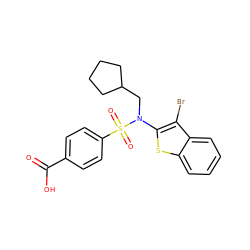 O=C(O)c1ccc(S(=O)(=O)N(CC2CCCC2)c2sc3ccccc3c2Br)cc1 ZINC000115232770