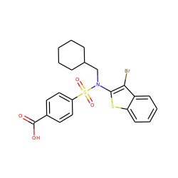 O=C(O)c1ccc(S(=O)(=O)N(CC2CCCCC2)c2sc3ccccc3c2Br)cc1 ZINC000115234538