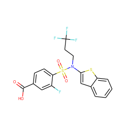 O=C(O)c1ccc(S(=O)(=O)N(CCC(F)(F)F)c2cc3ccccc3s2)c(F)c1 ZINC000115237051