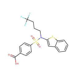 O=C(O)c1ccc(S(=O)(=O)N(CCCC(F)(F)F)c2cc3ccccc3s2)cc1 ZINC000115234415