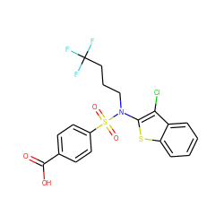 O=C(O)c1ccc(S(=O)(=O)N(CCCC(F)(F)F)c2sc3ccccc3c2Cl)cc1 ZINC000115229687