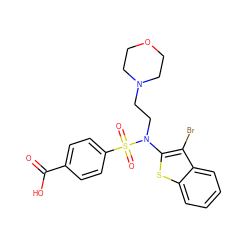 O=C(O)c1ccc(S(=O)(=O)N(CCN2CCOCC2)c2sc3ccccc3c2Br)cc1 ZINC000115230892